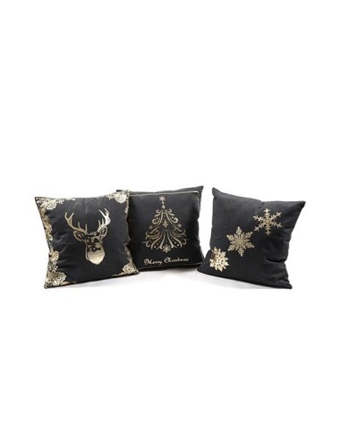 OGGETTISTICA NATALE: vendita online CUSCINO 55153 CHRISTMAS IN BLACK 45X45 in offerta