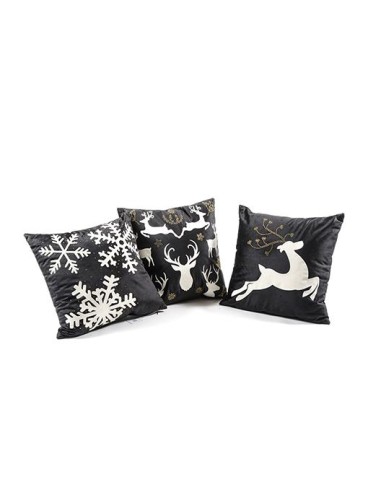 OGGETTISTICA NATALE: vendita online CUSCINO 53863 CHRISTMAS IN BLACK 45X45 in offerta