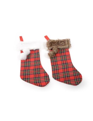 OGGETTISTICA NATALE: vendita online CALZA 78640 TARTAN CON PONPON 44X26 ASS in offerta