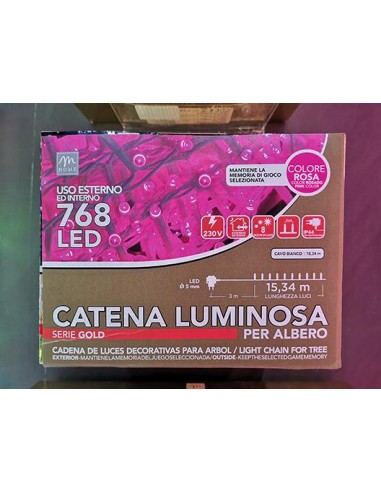 LUCI DI NATALE: vendita online SERIE LUMINOSA CATENA 768 LED ROSA 69372 in offerta