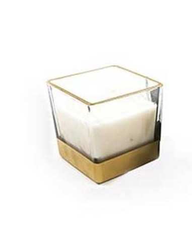 CANDELE E GIROCANDELE: vendita online CANDELA 94909 BIANCA BORDO ORO 12X12X12CM in offerta