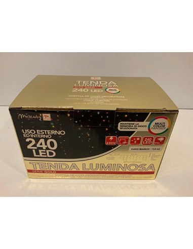 LUCI DI NATALE: vendita online Tenda Bianca 240 LED Multicolor 8 Giochi di Luce di Natale - La Magia di Natale a casa tua! in...