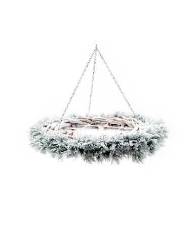 BOE E GHIRLANDE: vendita online GHIRLANDA SNOW DA APPENDERE GRIGLIA METALLO 55X10CM in offerta