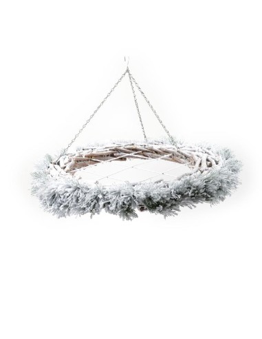 BOE E GHIRLANDE: vendita online GHIRLANDA SNOW DA APPENDERE GRIGLIA METALLO 65X10CM in offerta