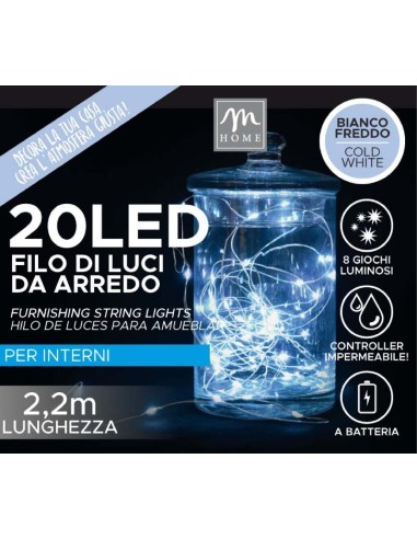 LUCI DI NATALE: vendita online FILO 20 LED BIANCO IN ESPOSITORE CON TRYME in offerta