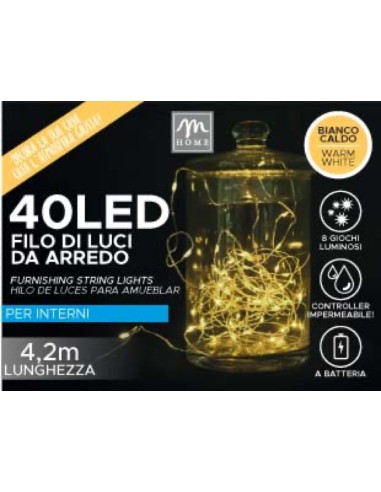 LUCI DI NATALE: vendita online FILO 40 LED BIANCO CALDO IN ESPOSITORE CON TRYME in offerta