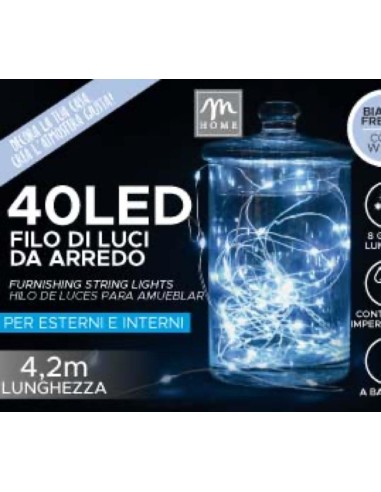 LUCI DI NATALE: vendita online Luci di Natale a Filo da 60 LED Bianco Freddo a batteria per Esterno con 8 giochi luminosi in ...