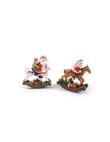 SFERE E PENDAGLI: vendita online PENDENTE BABBO NATALE SU CAVALLO RESINA 9X4X10CM ASSORTITO in offerta