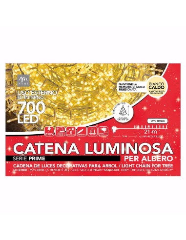 LUCI DI NATALE: vendita online SERIE LUMINOSA CATENA 700 LED COLORE BIANCO CALDO 8 GIOCHI DA ESTERNO in offerta