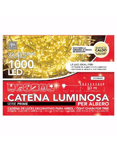 LUCI DI NATALE: vendita online CATENA 1000 LED COLORE BIANCO CALDO 8 GIOCHI DA ESTERNO in offerta