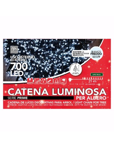 LUCI DI NATALE: vendita online CATENA 700 LED COLORE BIANCO 8 GIOCHI DA ESTERNO in offerta