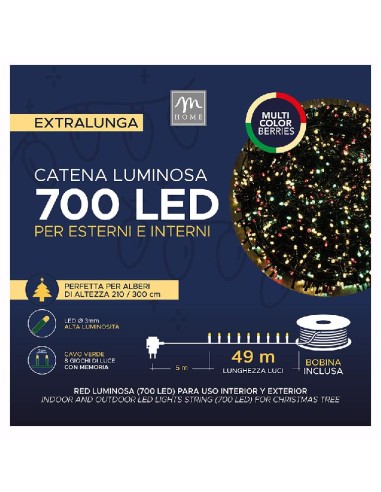 LUCI DI NATALE: vendita online Catena Luci di Natale 49mt da 700 LED Multicolor Berries con 8 giochi luminosi per interni ed ...