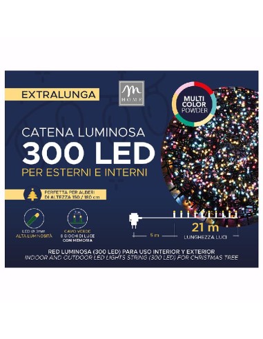 LUCI DI NATALE: vendita online CATENA 300 LED COLORE POWDER 8 GIOCHI DA ESTERNO in offerta