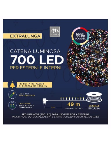 LUCI DI NATALE: vendita online CATENA 700 LED COLORE POWDER 8 GIOCHI DA ESTERNO in offerta