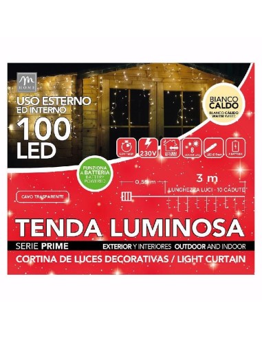 LUCI DI NATALE: vendita online TENDA 100 LED BIANCO CALDO 3X0,9MT DA ESTERNO in offerta