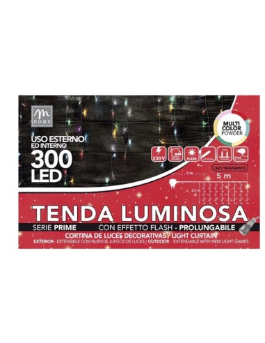 LUCI DI NATALE: vendita online TENDA 300 LED MULTICOLORE POWDER CON FLASH, PROLUNGABILE DA ESTERNO in offerta