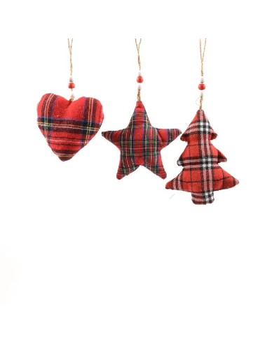 SFERE E PENDAGLI: vendita online PENDENTE NATALIZIO TARTAN 11XH13CM ASSORTITO in offerta