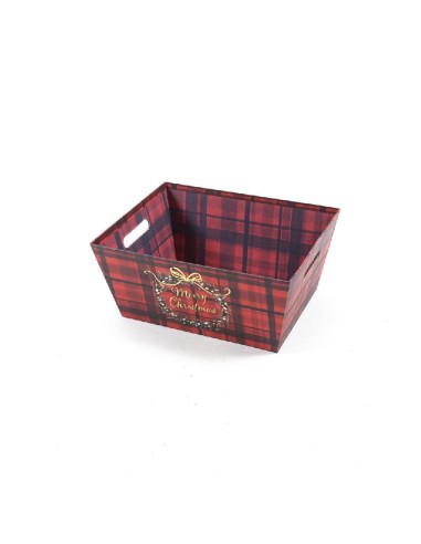 CESTERIA: vendita online CESTINO RED TARTAN CARTA 31X24X14CM in offerta