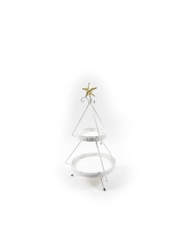 OGGETTISTICA NATALE: vendita online ESPOSITORE ALBERO METALLO BIANCO 70X40X40CM 2 RIPIANI in offerta