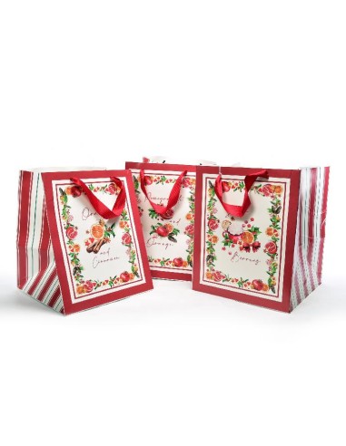 BUSTE E CARTE DA REGALO: vendita online SACCHETTO NATALIZIO POMEGRANATE 25X25X31CM ASSORTITO in offerta