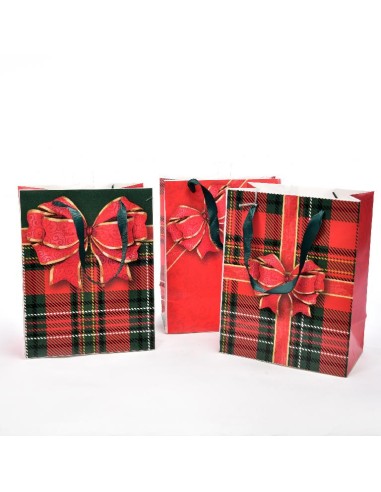 BUSTE E CARTE DA REGALO: vendita online SACCHETTO NATALIZIO MERRY BOW 32X10,5X44,5CM ASSORTITO in offerta