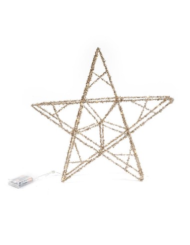 OGGETTISTICA NATALE: vendita online Stella Style Dorata Metallo 40x40x6cm con Luci LED - La Magia di Natale a Casa Tua in off...