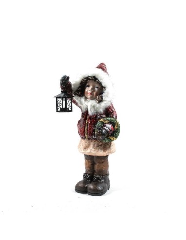 OGGETTISTICA NATALE: vendita online BIMBA CAROL CON LANTERNA CERAMICA 27X23X60CM in offerta