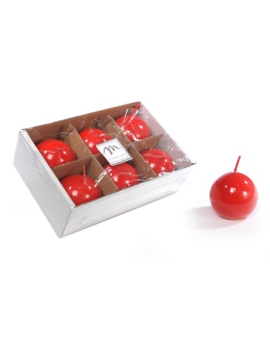 CANDELE E GIROCANDELE: vendita online SET 6 CANDELE SFERA LUCIDE ROSSO D5CM in offerta