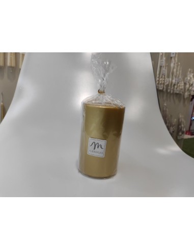 CANDELE E GIROCANDELE: vendita online CANDELA PILLAR LUCIDA 15X8CM ORO in offerta