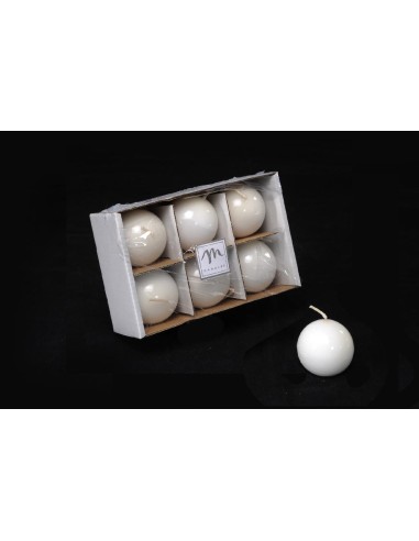 CANDELE E GIROCANDELE: vendita online SET 6 CANDELE SFERA LUCIDE D5CM BIANCO in offerta