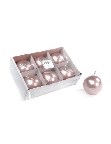 CANDELE E GIROCANDELE: vendita online SET 6 CANDELE SFERA LUCIDE ROSE GOLD D5CM in offerta