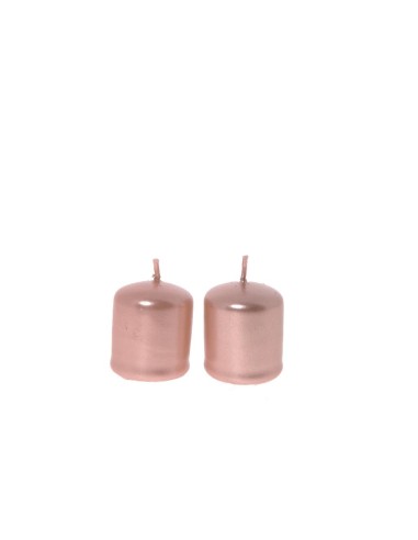 CANDELE E GIROCANDELE: vendita online COPPIA CANDELE PILLAR LUCIDE ROSE GOLD 5X4CM in offerta