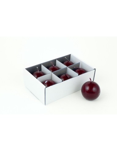 CANDELE E GIROCANDELE: vendita online SET 6 CANDELE SFERA LUCIDE D5CM BORDEAUX in offerta