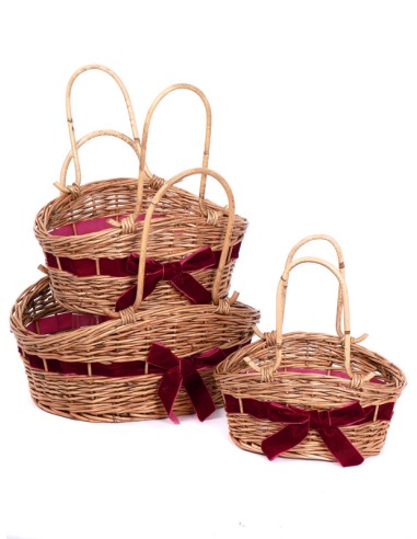 CESTERIA: vendita online CESTO 130877 2 MISURA FIOCCO BURGUNDY RATTAN in offerta