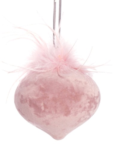 SFERE E PENDAGLI: vendita online SFERA 130952 FLOCCATA ROSA DEC.PIUME 12CM VETRO in offerta