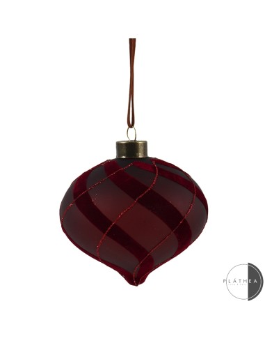 SFERE E PENDAGLI: vendita online SFERA VETRO 10CM BURGUNDY DECORO FLOCCATO in offerta