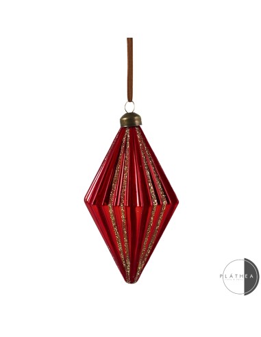 SFERE E PENDAGLI: vendita online PENDENTE VETRO 13CM ROSSO/ORO in offerta