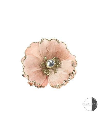 FIORI: vendita online MAGNOLIA ROSA D15CM CON CLIP POLIESTERE in offerta