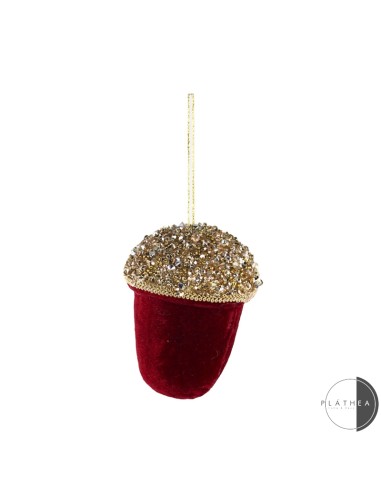 SFERE E PENDAGLI: vendita online PENDENTE GHIANDA ROSSA D9X10CM CON STRASS in offerta