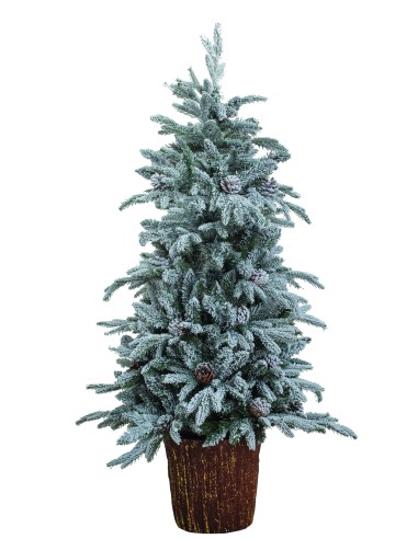 ALBERI DI NATALE: vendita online Albero Pinetto di Natale floccato altezza 120cm con 313 rametti e con pigne vaso marrone all...