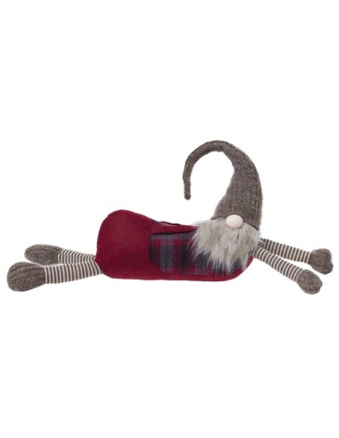 OGGETTISTICA NATALE: vendita online FERMAPORTA GNOMO 074373 ROSSO/SCOZZESE CON CAPPELLO MARRONE in offerta