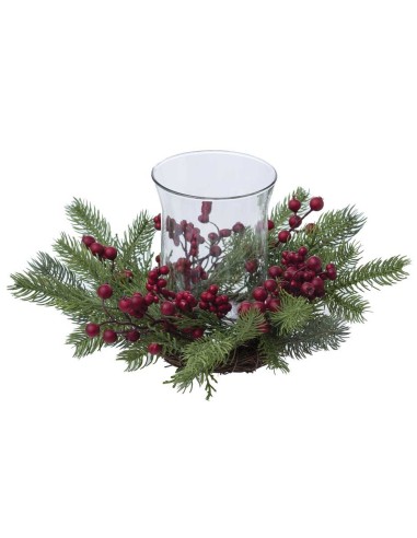 OGGETTISTICA NATALE: vendita online PORTACANDELA 071601 BACCHE ROSSAE 50CM in offerta