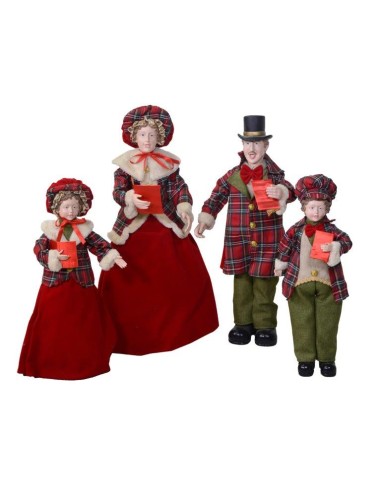 OGGETTISTICA NATALE: vendita online SET 4PZ FAMIGLIA NATALIZIA 70CM ROSSO SCOZZESE in offerta