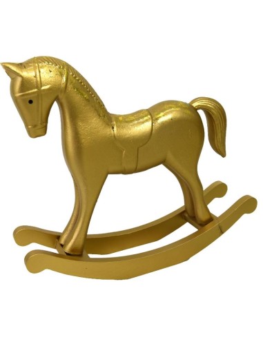 OGGETTISTICA NATALE: vendita online CAVALLO A DONDOLO LEGNO 26,5X6,5X23CM ORO in offerta