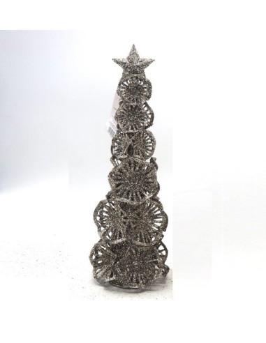 OGGETTISTICA NATALE: vendita online ALBERO METALLO 40X13CM CON FIORI E STELLA CHAMPAGNE in offerta