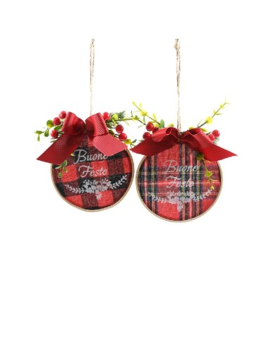 SFERE E PENDAGLI: vendita online PENDENTE NATALIZIO TARTAN D11,5CM ASSORTITO in offerta