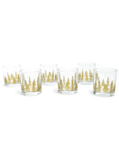 VETRERIE: vendita online Set di 6 Bicchieri Royal Gold Tree 300cc Oro di Natale - La Magia di Natale a tavola in offerta