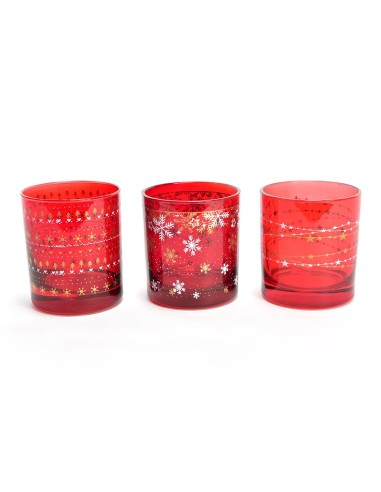 VETRERIE: vendita online Set di 6 Bicchieri Royal Red Stars 300cc Decori Assortiti di Natale - La Magia di Natale a tavola in...