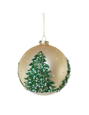 SFERE E PENDAGLI: vendita online PALLA AVORIO DEC.ALBERO D.8CM VETRO in offerta