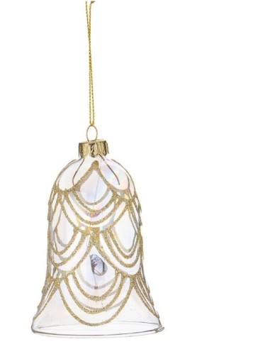 SFERE E PENDAGLI: vendita online Pendente in Vetro Prism a Campana Oro 7x10 cm, Elegante Decorazione Natalizia per Aggiungere...